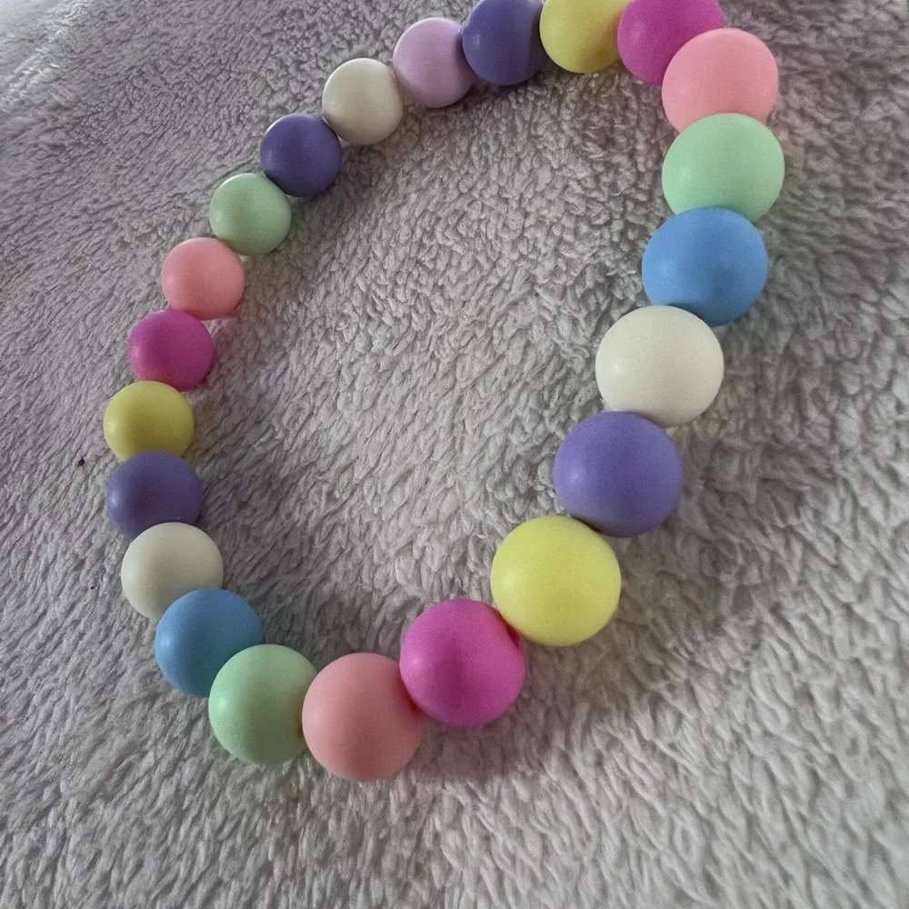 Handmade XS Pastel 🌈 Beaded Dog Collar, Size 9.5” - Picture 5 of 5
